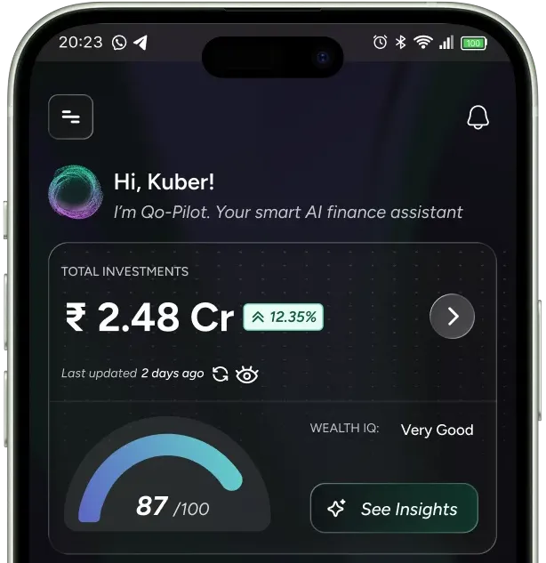 Qonfido on mobile and iPad — portfolio overview and AI insights